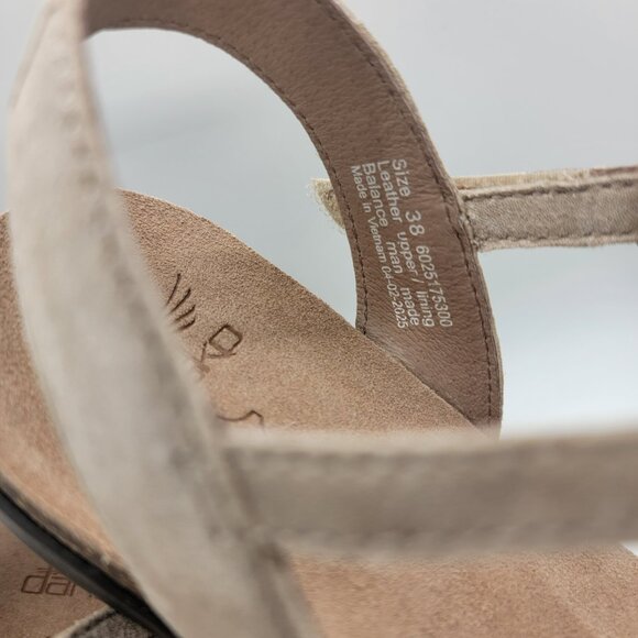 Dansko Rowan Suede Ankle Strap Clogs Beige Sparkle Leather Size 38 Comfort Shoes - Picture 11 of 16